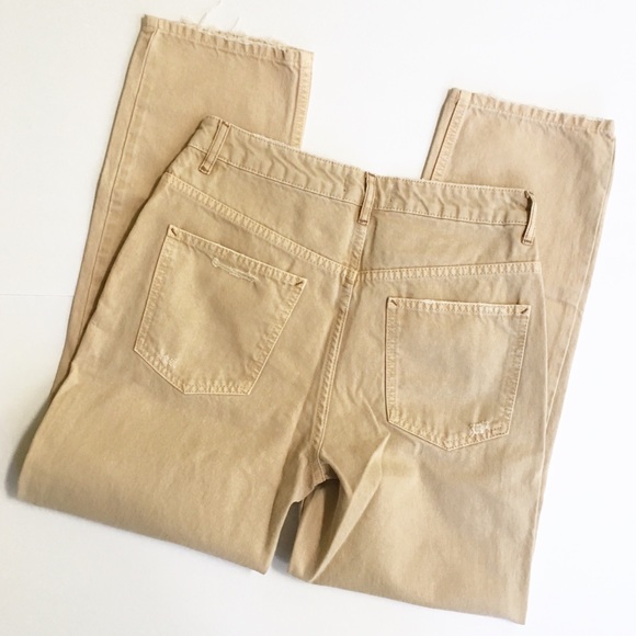Free People Dakota Straight Leg Jean Distressed Tan New - Picture 9 of 15